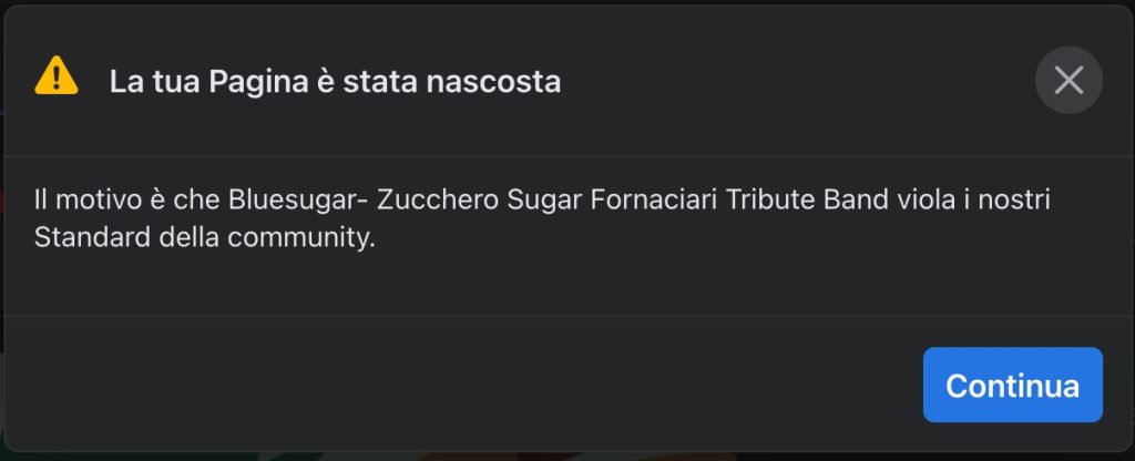 La tua pagina è stata nascosta. La pagina viola i nostri Standard della Community